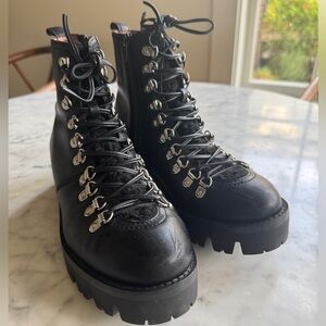 Jeffrey Campbell Black Leather Stanley Hiker